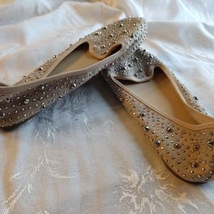 Tan Sparkly Flats